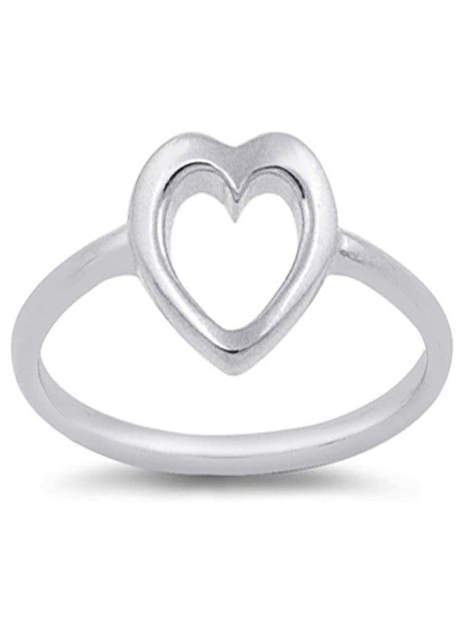 CCBFY Stainless Steel Simple Minimalist Heart Finger Rings for Women Wedding Engagement Statement Jewelry Silver 4 - Image 1